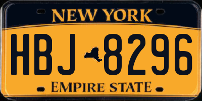 NY license plate HBJ8296