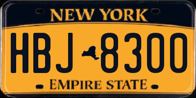 NY license plate HBJ8300