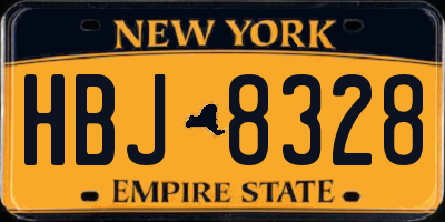 NY license plate HBJ8328