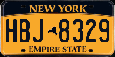 NY license plate HBJ8329