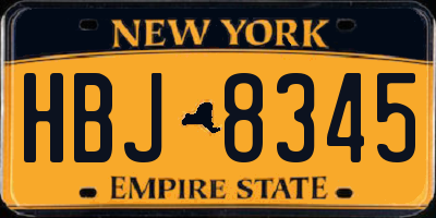 NY license plate HBJ8345