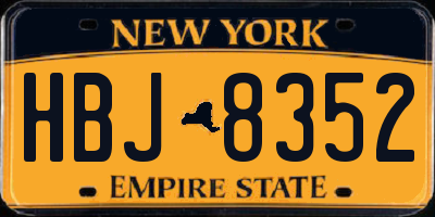 NY license plate HBJ8352