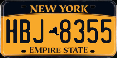 NY license plate HBJ8355