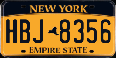 NY license plate HBJ8356