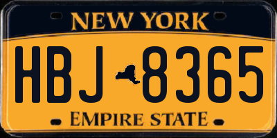 NY license plate HBJ8365
