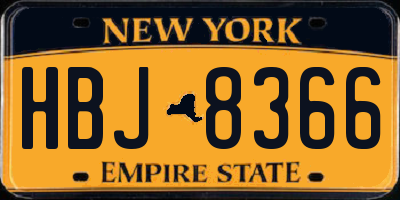 NY license plate HBJ8366