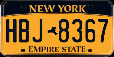 NY license plate HBJ8367