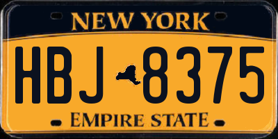 NY license plate HBJ8375