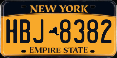NY license plate HBJ8382