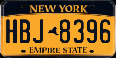 NY license plate HBJ8396