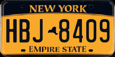 NY license plate HBJ8409