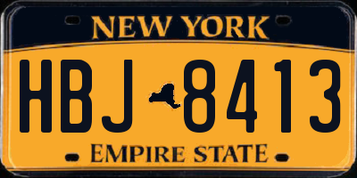 NY license plate HBJ8413