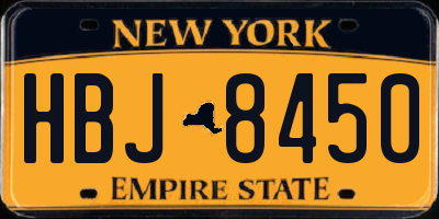 NY license plate HBJ8450