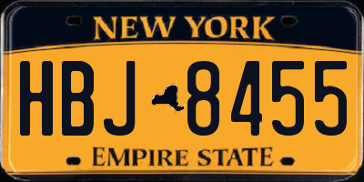 NY license plate HBJ8455