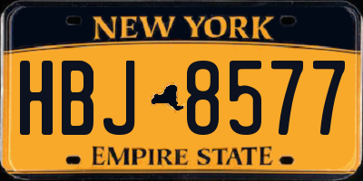 NY license plate HBJ8577