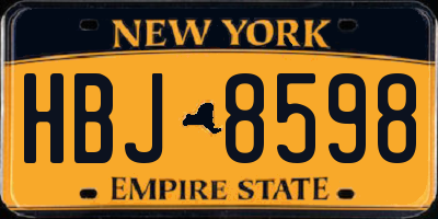 NY license plate HBJ8598