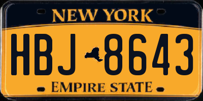 NY license plate HBJ8643
