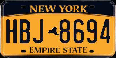 NY license plate HBJ8694