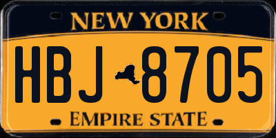 NY license plate HBJ8705
