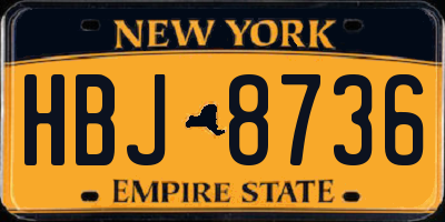 NY license plate HBJ8736