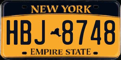 NY license plate HBJ8748