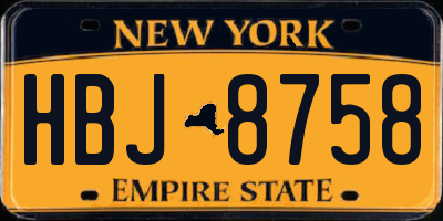 NY license plate HBJ8758