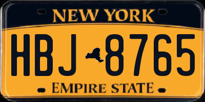 NY license plate HBJ8765