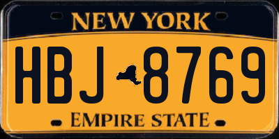 NY license plate HBJ8769