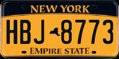 NY license plate HBJ8773