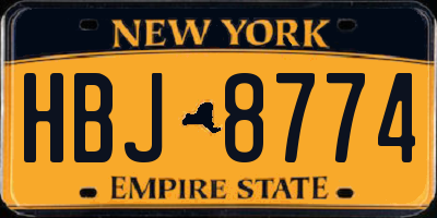 NY license plate HBJ8774