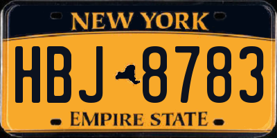 NY license plate HBJ8783