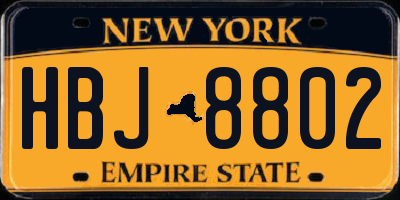 NY license plate HBJ8802
