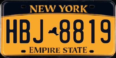 NY license plate HBJ8819