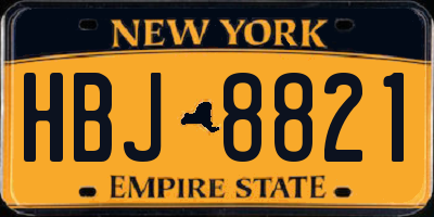 NY license plate HBJ8821