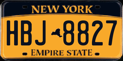 NY license plate HBJ8827