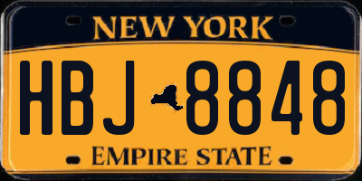 NY license plate HBJ8848