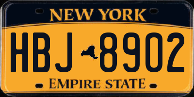 NY license plate HBJ8902