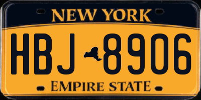NY license plate HBJ8906
