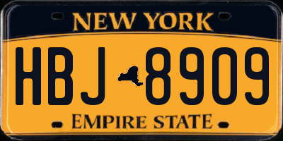 NY license plate HBJ8909