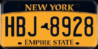 NY license plate HBJ8928
