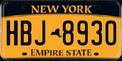 NY license plate HBJ8930