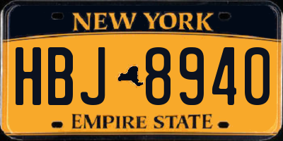 NY license plate HBJ8940