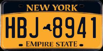 NY license plate HBJ8941