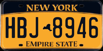 NY license plate HBJ8946