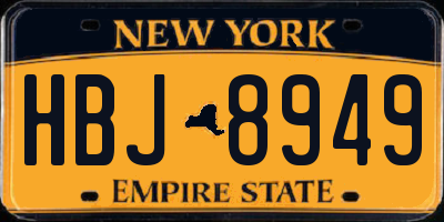 NY license plate HBJ8949