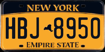 NY license plate HBJ8950