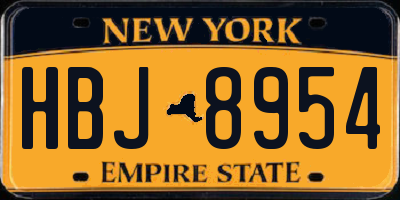 NY license plate HBJ8954