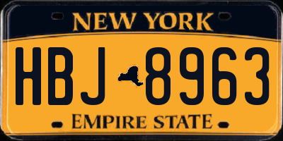 NY license plate HBJ8963