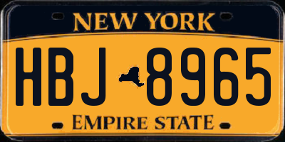 NY license plate HBJ8965