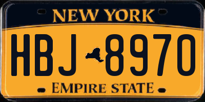 NY license plate HBJ8970